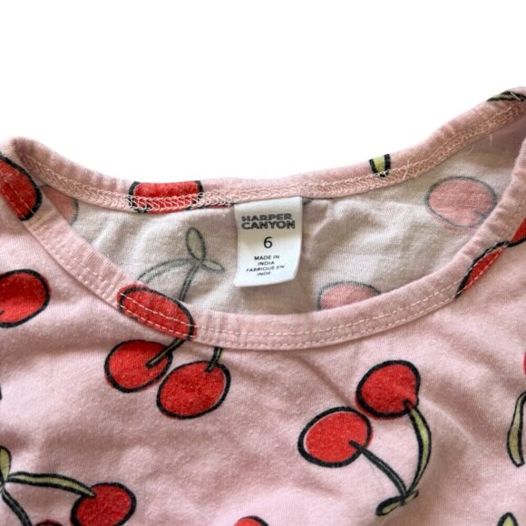 Harper Canyon Cherry Print Flutter Sleeve Dress Pink Size 6 - Picture 3 of 4